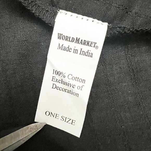 World Market Layla Blouse Womens One Size Black Windowpane Eyelet Peasant Top - Picture 8 of 14